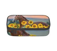 YounPrenG Estuche para lápices, Estuche para lápices Impreso de Gran Capacidad, Estuche para lápices, Estuche para lápices para Oficina y Escuela.Caballo De Girasol Amarillo Estampado