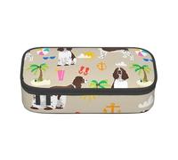 YounPrenG Estuche para lápices, Estuche para lápices Impreso de Gran Capacidad, Estuche para lápices, Estuche para lápices para Oficina y Escuela.Springer Spaniel Playa Verano Vacaciones Tropicales