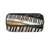 YounPrenG Estuche para lápices, Estuche para lápices Impreso de Gran Capacidad, Estuche para lápices, Estuche para lápices para Oficina y Escuela.Tecla de Piano Elegante con Notas Doradas en Negro
