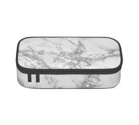 YounPrenG Estuche para lápices, Estuche para lápices Impreso de Gran Capacidad, Estuche para lápices, Estuche para lápices para Oficina y Escuela.Elegante Mármol Blanco Gris Plata Glitter