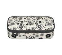 YounPrenG Estuche para lápices, Estuche para lápices Impreso de Gran Capacidad, Estuche para lápices, Estuche para lápices para Oficina y Escuela.Patrón geométrico de flor negra