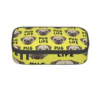 YounPrenG Estuche para lápices, Estuche para lápices Impreso de Gran Capacidad, Estuche para lápices, Estuche para lápices para Oficina y Escuela.Vida Pug Cara Pug Lindo Amarillo
