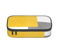 YounPrenG Estuche para lápices, Estuche para lápices Impreso de Gran Capacidad, Estuche para lápices, Estuche para lápices para Oficina y Escuela.Bloque Geométrico Blanco Gris Amarillo