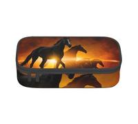 YounPrenG Estuche para lápices, Estuche para lápices Impreso de Gran Capacidad, Estuche para lápices, Estuche para lápices para Oficina y Escuela.Caballos Negros Nubes Rojas Brillantes Impresas