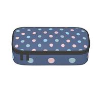 YounPrenG Estuche para lápices, Estuche para lápices Impreso de Gran Capacidad, Estuche para lápices, Estuche para lápices para Oficina y Escuela.Puntos De Crayón sobre Fondo Azul Marino