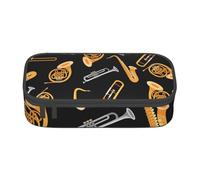 YounPrenG Estuche para lápices, Estuche para lápices Impreso de Gran Capacidad, Estuche para lápices, Estuche para lápices para Oficina y Escuela.Saxofón Trombón Música Negro