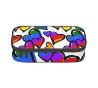 YounPrenG Estuche para lápices, Estuche para lápices Impreso de Gran Capacidad, Estuche para lápices, Estuche para lápices para Oficina y Escuela.Corazones de Colores del Arco Iris Impresos.
