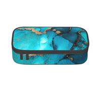 YounPrenG Estuche para lápices, Estuche para lápices Impreso de Gran Capacidad, Estuche para lápices, Estuche para lápices para Oficina y Escuela.Remolinos de Oro Verde Azulado Abstractos de Moda