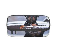 YounPrenG Estuche para lápices, Estuche para lápices Impreso de Gran Capacidad, Estuche para lápices, Estuche para lápices para Oficina y Escuela.Perro Rottweiler Collar Nieve Ojos