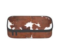 YounPrenG Estuche para lápices, Estuche para lápices Impreso de Gran Capacidad, Estuche para lápices, Estuche para lápices para Oficina y Escuela.Animal Marrón Piel De Vaca Estampado Vaca