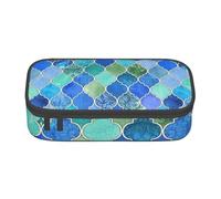 YounPrenG Estuche para lápices, Estuche para lápices Impreso de Gran Capacidad, Estuche para lápices, Estuche para lápices para Oficina y Escuela.Marroquí Decorativo Azul Cobalto Y Aqua