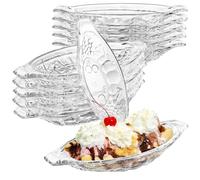 YOUNTHYE 12 platos divididos de plátano, 8 onzas/240 ml, plato de helado de acrílico, cuenco transparente para servir frutas, yogur, postre, brownies, ensalada, aperitivo