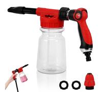 Youool Pistola de Espuma de Nieve, 1000ML Ajustable Pistola De Espuma Limpiadora, Pistola de Espuma Coche Cañón Espuma Nieve Puede Conectar Rápidamente Mangueras de Jardín (Rojo)