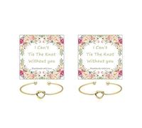 Your Always Charm 2/4/6 pulseras de dama de honor de oro con nudo de amor para mujer, pulseras de nudo de amor, regalos de dama de honor con una tarjeta I Can't Tie the Knots without You Will You Be