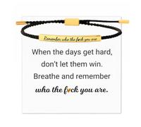 Your Always Charm Pulsera con texto en inglés «Remember Who The F You Are Dont Let The Hard Days Win», pulsera motivacional para mujer, cuerda trenzada, regalos inspiradores, Adjustable, Metal