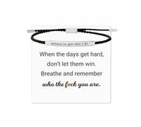 Your Always Charm Pulsera con texto en inglés «Remember Who The F You Are Dont Let The Hard Days Win», pulsera motivacional para mujer, cuerda trenzada, regalos inspiradores, Adjustable, Metal