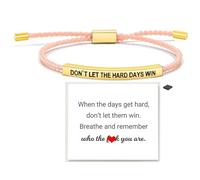 Your Always Charm Pulsera con texto en inglés «Remember Who The F You Are Dont Let The Hard Days Win», pulsera motivacional para mujer, cuerda trenzada, regalos inspiradores, Adjustable, Metal