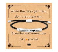 Your Always Charm Pulsera con texto en inglés «Remember Who The F You Are Dont Let The Hard Days Win», pulsera motivacional para mujer, cuerda trenzada, regalos inspiradores, Adjustable, Metal