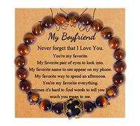 Your Always Charm Pulsera de cuero trenzado para hombre, regalo para padre, novio, hermano, tiger eye bead, aleación, otro