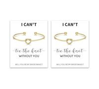 Your Always Charm Pulsera de dama de honor, pulsera dorada con nudo de amor para mujer, pulseras de nudo para amarrar, regalos de dama de honor con una tarjeta "I Can't Tie the Knots without You Will