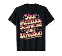 Your Attitude Determines Your Direction Mindset Quotes Camiseta gráfica económica, Hombre, Negro, L