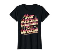 Your Attitude Determines Your Direction Mindset Quotes Camiseta gráfica económica, Mujer, Negro, S