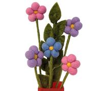 your castle Colorido ramo de 5 flores de fieltro hechas a mano y 1 rama, comercio justo, decoración sostenible de fieltro, flores artificiales como verdaderas, viola