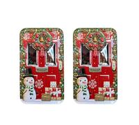 Your Castle - Juego de 2 latas de metal para galletas, caja decorativa pequeña con ventana, para galletas de Navidad, bombones, almacenamiento 15 × 9 × 4,5 cm. Volumen: 500 ml