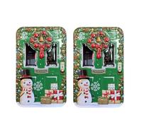 your castle Juego de 2 latas decorativas, latas para galletas, pequeña caja de puerta con ventana, verde, para galletas de Navidad, bombones de chocolate, almacenamiento, Aprox. 15 x 9 x 4.5 cm