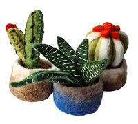 your castle Juego de 3 plantas suculentas y cactus, plantas artificiales en maceta de fieltro, comercio justo, decoración sostenible de fieltro, flores artificiales realistas, flores de fieltro,