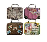 your castle Juego de 4 cajas de lata pequeñas de viaje, para bombones de chocolate, 7,5 x 5,5 x 3,5 cm.