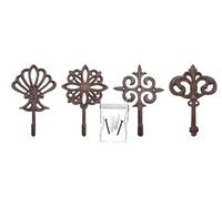 your castle Juego de 4 ganchos decorativos para pared, perchero, perchero, de hierro fundido, aprox. 25 x 12 cm