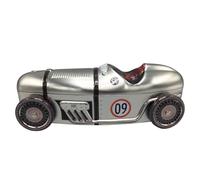 your castle Lata en forma de coche de carreras nº 09 en plata con ruedas giratorias. Volumen: 1 l. Dimensiones: 28 x 12 x 10 cm