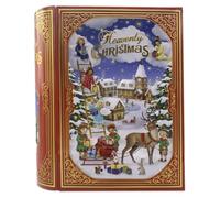 your castle Lata en forma de libro de Navidad Heavenly Christmas en rojo caja decorativa retro muy grande de almacenamiento, aprox. 24,5 x 21 x 9 cm, volumen: 3 L