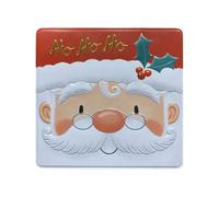 your castle Lata metálica Rectangular Ho Ho Ho Caja de galletas Decorativa para galletas de Navidad y bombones de chocolate, 23 x 21,5 x 5,5 cm, Volumen: 1,9 l