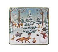 your castle Lata rectangular de invierno para galletas, caja decorativa para galletas de Navidad, chocolates, bombones, almacenamiento, 23 x 21,5 x 5,5 cm, volumen: 1,9 l