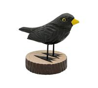 your castle Pájaro decorativo, mirlo hecho a mano en madera de tilo, en caja de regalo, 11 x 12 cm