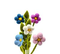 your castle Ramo de 5 flores de fieltro hechas a mano y 1 rama, comercio justo, decoración sostenible de fieltro, flores artificiales realistas, flores textiles, juego de fieltro, flores de tela,