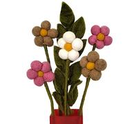 your castle Ramo de 5 flores de fieltro hechas a mano y 1 rama, comercio justo, decoración sostenible de fieltro, flores artificiales realistas, flores textiles, juego de fieltro, flores de tela