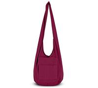 Your Cozy Crossbody Bolso Boho Bolso de Algodón Hecho a Mano para Unisex, rojo vino, Einheitsgröße
