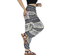 Your Cozy Harem Pants - Pantalones de yoga bohemios para mujer, diseño de elefante, con cordón, estampado casual, Elefantes Blancos, XXL