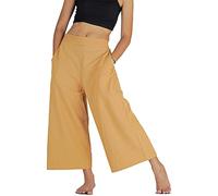 YOUR COZY Palazzo - Pantalones de algodón con cintura elástica y holgados para mujer, Arena roja, M