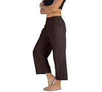 YOUR COZY Pantalones casuales de algodón con cintura elástica para mujer, pantalones de pierna ancha, suaves y cómodos para todas las estaciones, chocolate, XL