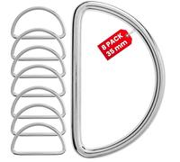 Your Day Mate Anillas en D de metal, 8 pzs, para correas de 35 mm de ancho, color plateado, anilla de 3 mm de grosor, anilla en D cerrada sin abertura, anilla semicircular de acero niquelado, arneses