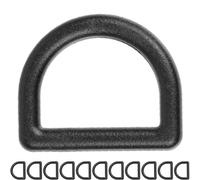 Your Day Mate Anillas en D de plástico duro, 12 piezas, para correas de 16 mm de ancho, en negro, anilla de 3 mm de grosor, anilla en D sin abertura, anilla semicircular de plástico ABS