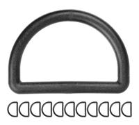 Your Day Mate Anillas en D de plástico duro, 12 piezas, para correas de 39 mm de ancho, en negro, anilla de 5 mm de grosor, anilla en D sin abertura, anilla semicircular de plástico ABS