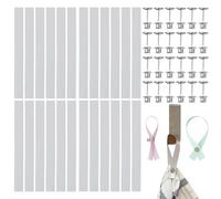 Your Day Mate Colgador sin costura para textiles, paquete de 24, lazos de 180 x 12 mm, en blanco, con cierre de pasador y botón, lengüetas de colgar para paño de cocina, toalla de baño, trapo, tela
