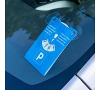 Discos de aparcamiento con ventosas, 2 unidades, color azul, de cartón, doble cara, ajustable, 8 idiomas, para coche, camión, caravana, disco de estacionamiento, disco de estacionamiento, tarjeta de