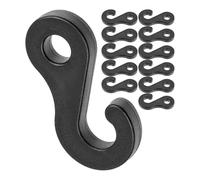 Your Day Mate Gancho tensor de cuerda, 12 piezas, en negro, de plástico, para cuerdas de goma de hasta Ø 6 mm, clip de gancho para tienda de campaña exterior, toldo, lona, clip para mástil