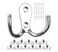 Your Day Mate Ganchos para atornillar, 12 piezas, en plata, exterior 54 x 40 x 15 mm, gancho doble incl. tornillos para madera, ganchos para puertas, cuartos de baño, cocinas, pasillos